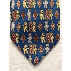 Paola Di Quinto Blue Teddy Bears Silk Tie Made in Italy 58"